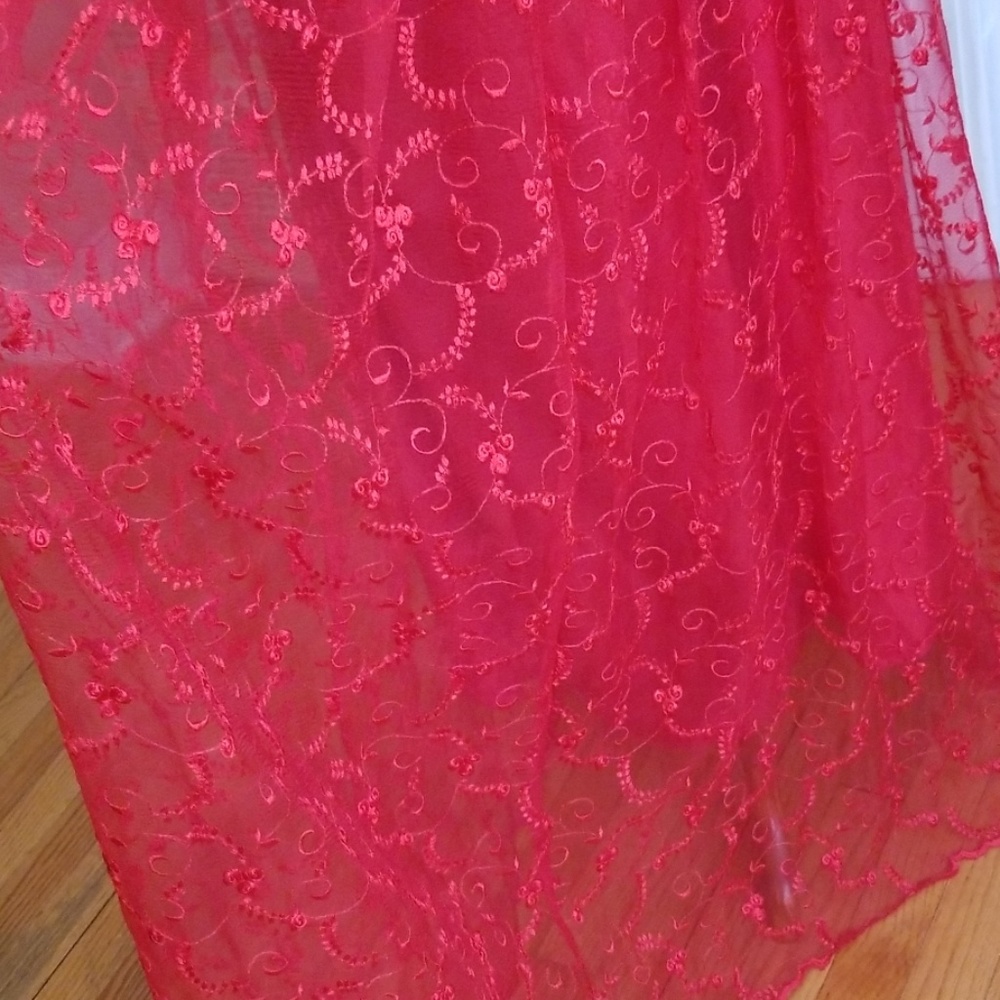 VTG Handmade 60s/70s Boho Red Chiffon Dress - Picture 6 of 8